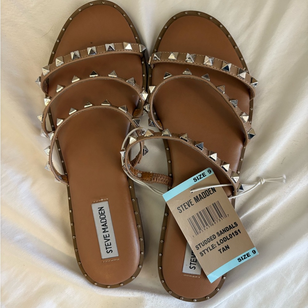 Steve Madden Brown Studded Sandals